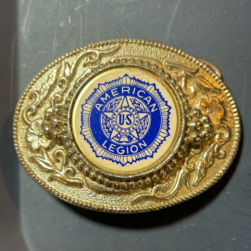 Vintage American Legion Gold and Blue belt buckle